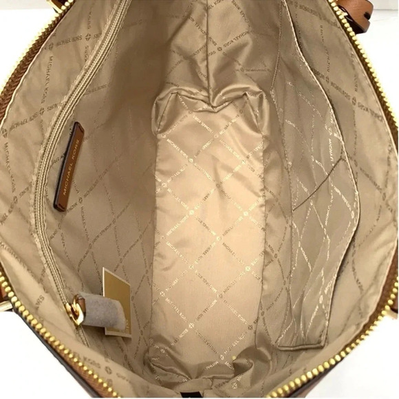 MICHAEL KORS CHARLOTTE LARGE TOP ZIP TOTE BAG LUGGAGE BROWN (NWT) - Picture 10 of 14